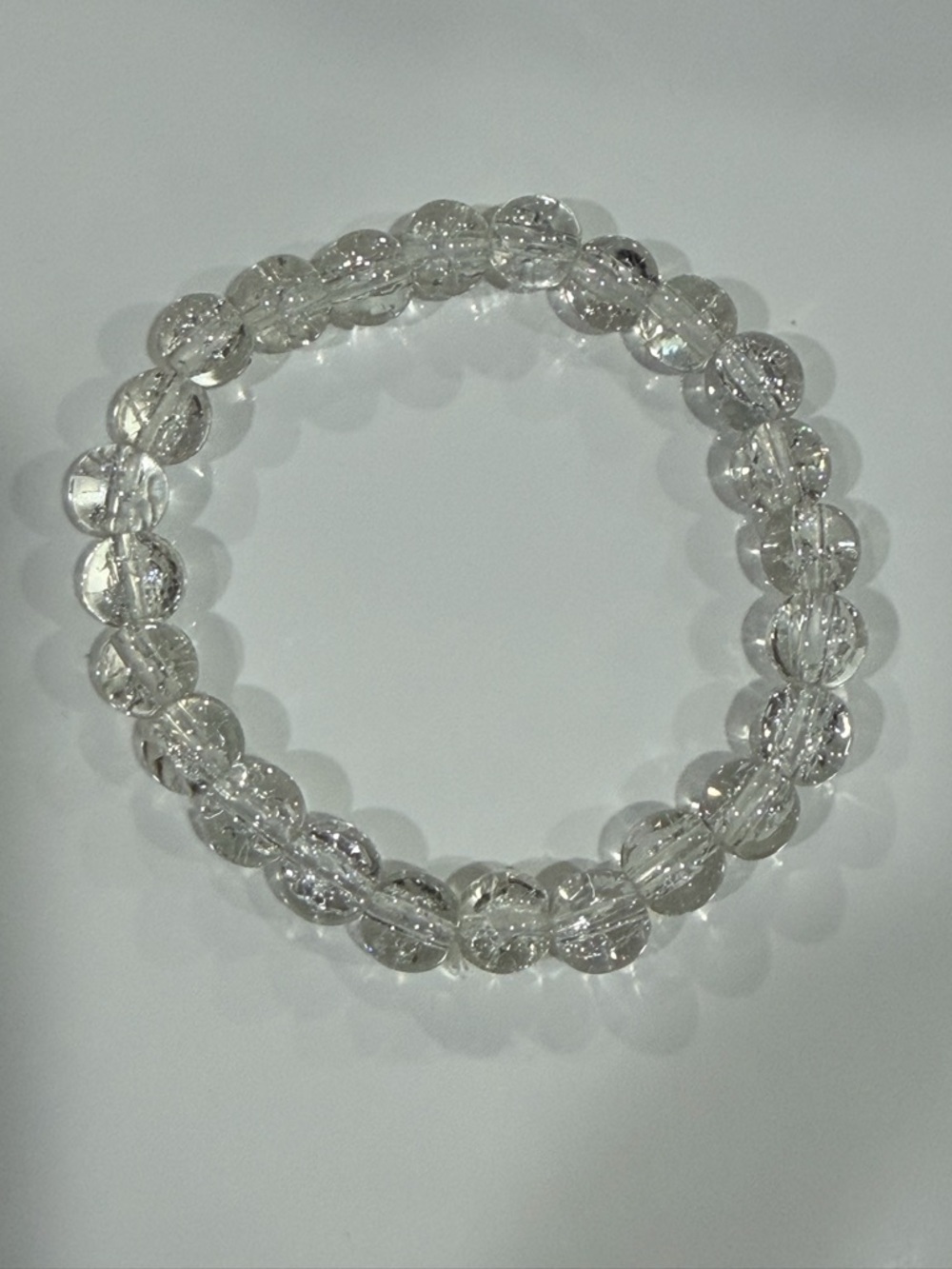 Clear Crackle Quartz Bead Stretch Bracelet - Unbranded